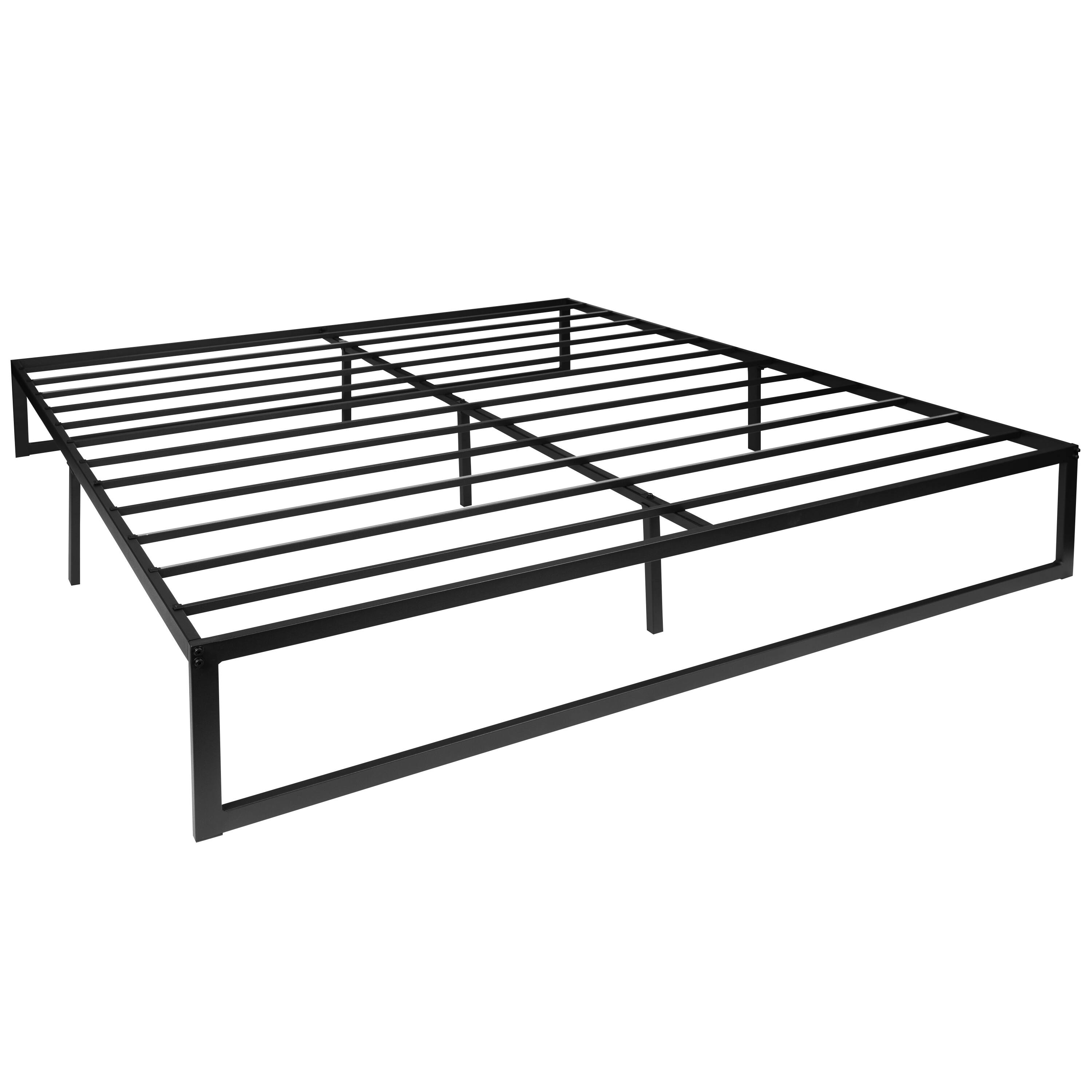 Alt View 1. Emma + Oliver - 14" Metal Platform Bed with Steel Slat Support and 12.5" of Underbed Storage - No Box Spring or Foundation Required - Black.