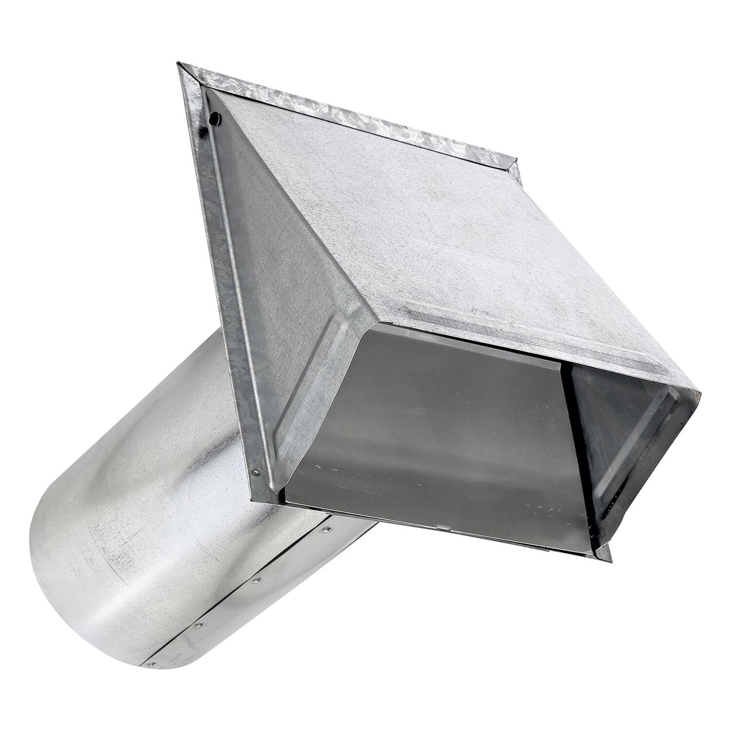 Angle. Lambro - 6" 26-Gauge Galvanized Steel Wall Exhaust Hood, Damper, Wire Mesh Screen, 11" Pipe, 3460GMS-11.