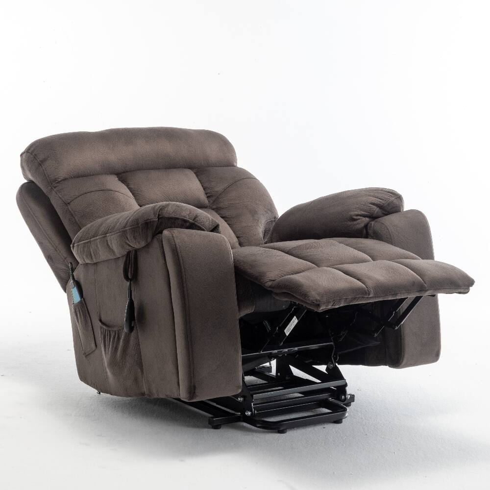 Alt View 8. Ropilly - Ropilly Power Lift Recliner for Elderly, Extra Wide Velvet Lift Chair with Heat and Massage, Antique Brown - Antique brown.