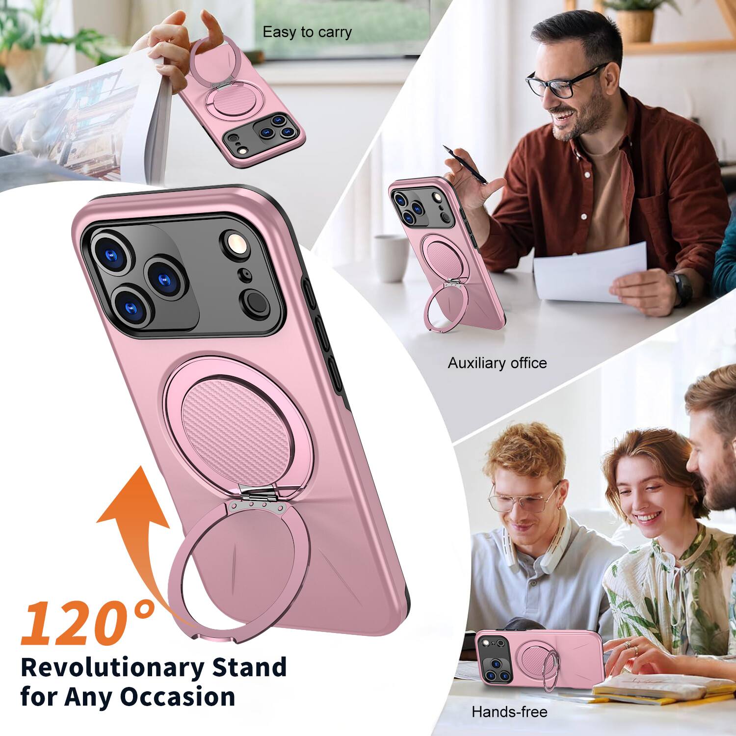 Easy to carry  
Auxiliary office  
120° Revolutionary Stand for Any Occasion  
Hands-free