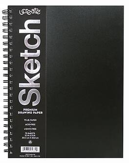 uCreate - 9" x 12" Sketch Pad, 75 Sheets/Pad - Black