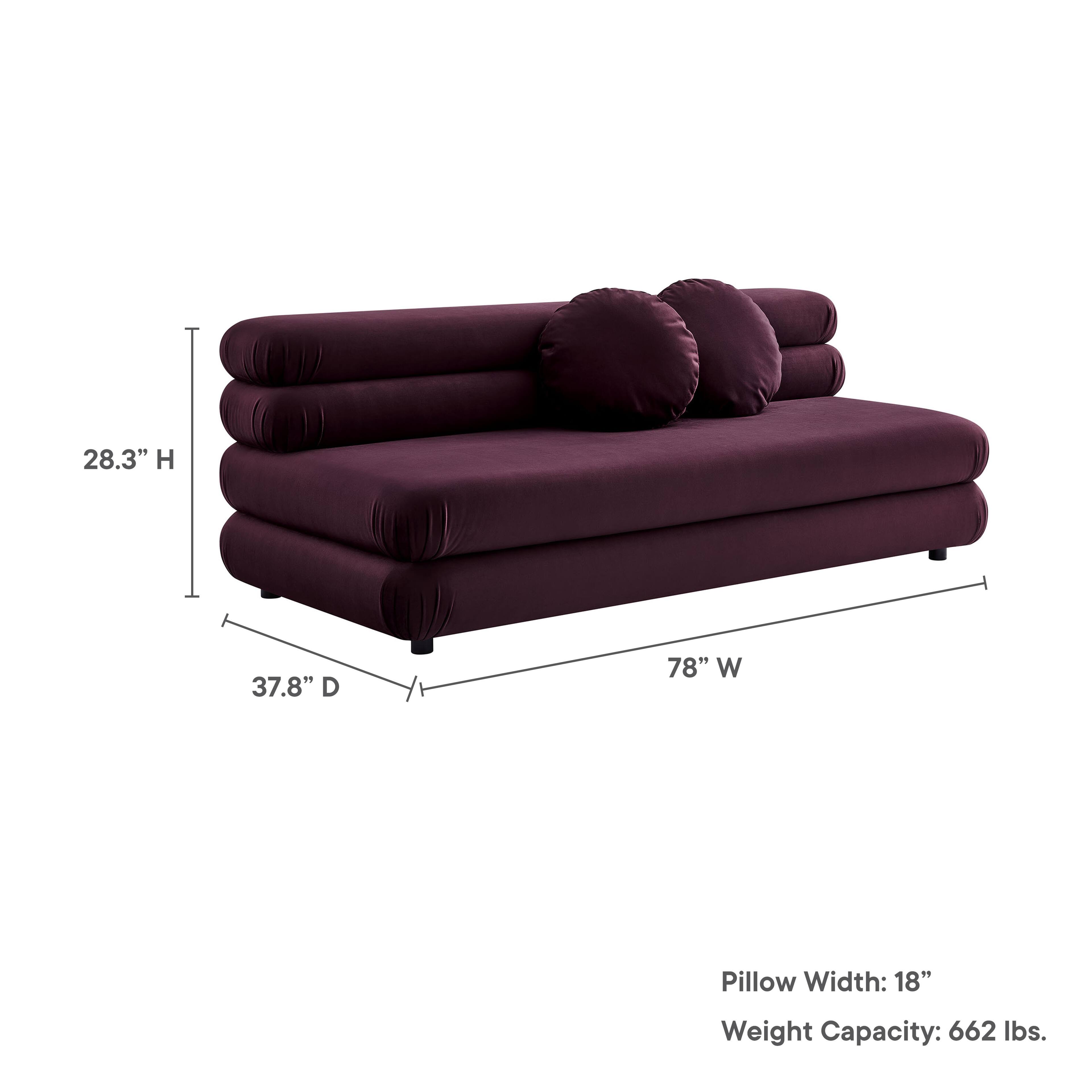 28.3" H 37.8" D 78" W Pillow Width: 18" Weight Capacity: 662 lbs.