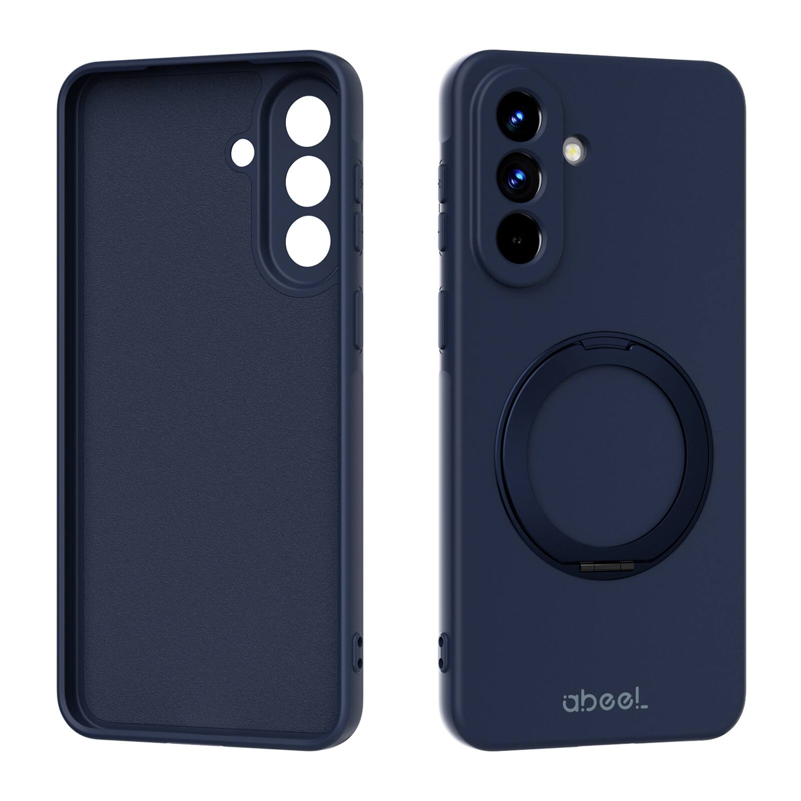 Angle. UUCOVER - For Samsung Galaxy A37 5G Case Shockproof Liquid Silicone Compatible with MagSafe Ring Holder 360° Rotating Stand Cover - Darkblue.