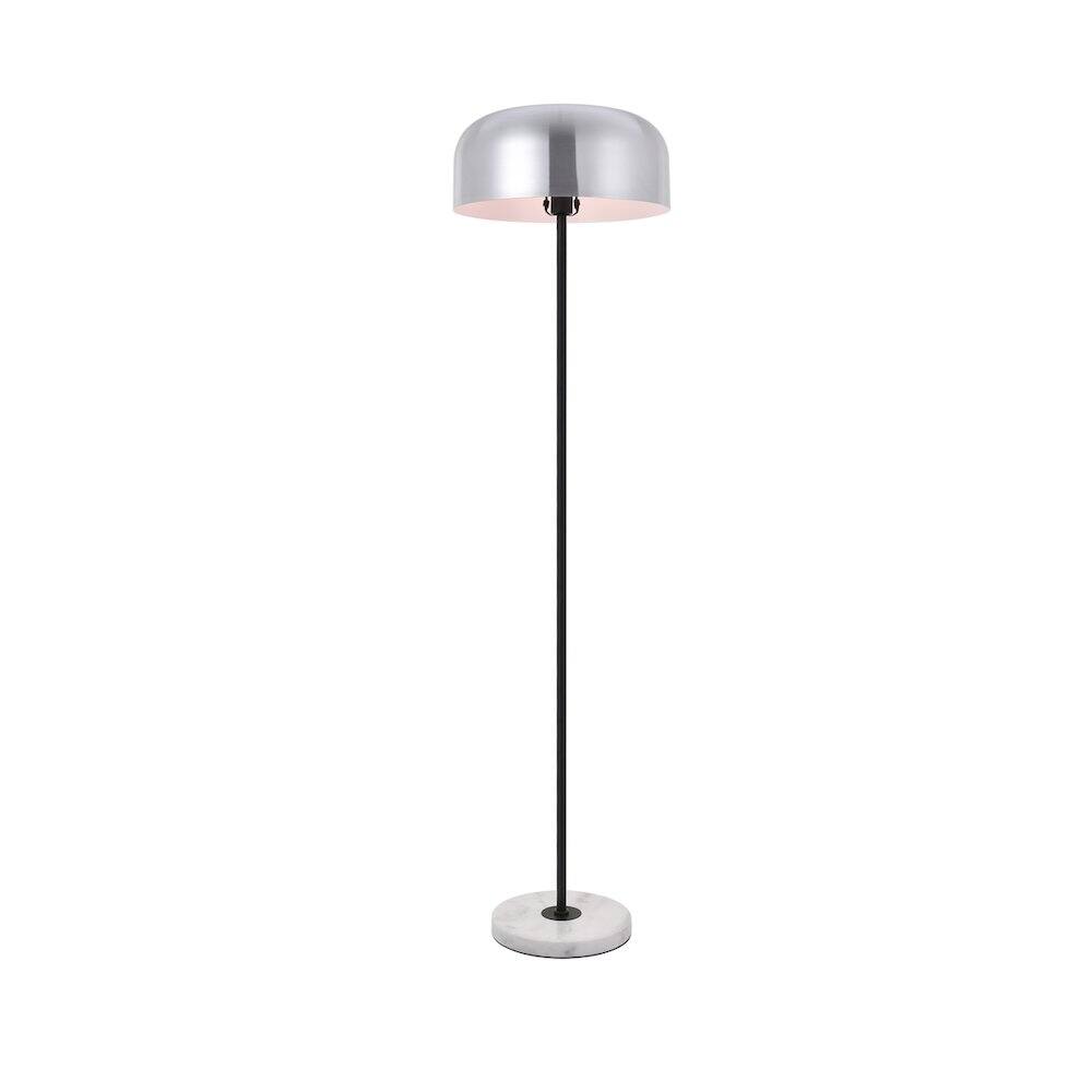 Alt View 4. Living District - Exemplar 1 Light Brushed Nickel Floor Lamp - Brushed Nickel And Black And White.