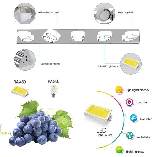 360 Rotatable Lamp Head, Acrylic Lampshade, Stainless Steel Material, Built-in LED Light Source

RA > 80, High Light Efficiency, Long Life, No Flicker, LED Light Source, No Radiation, High Brightness