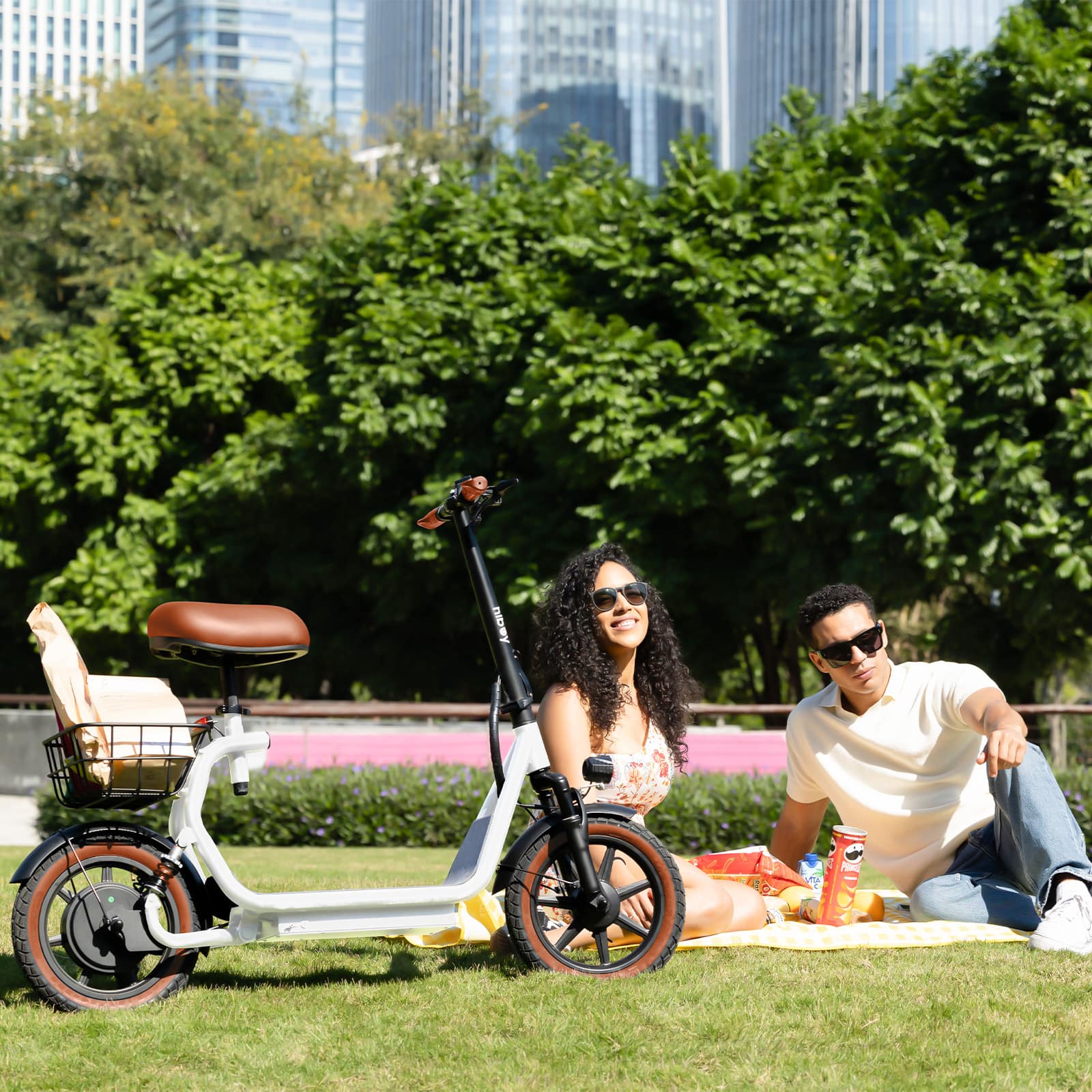 Alt View 9. HiBoy - U2 Electric Scooter with Seat w/ 25 mi Max Operating Range & 20 mph Max Speed - White.