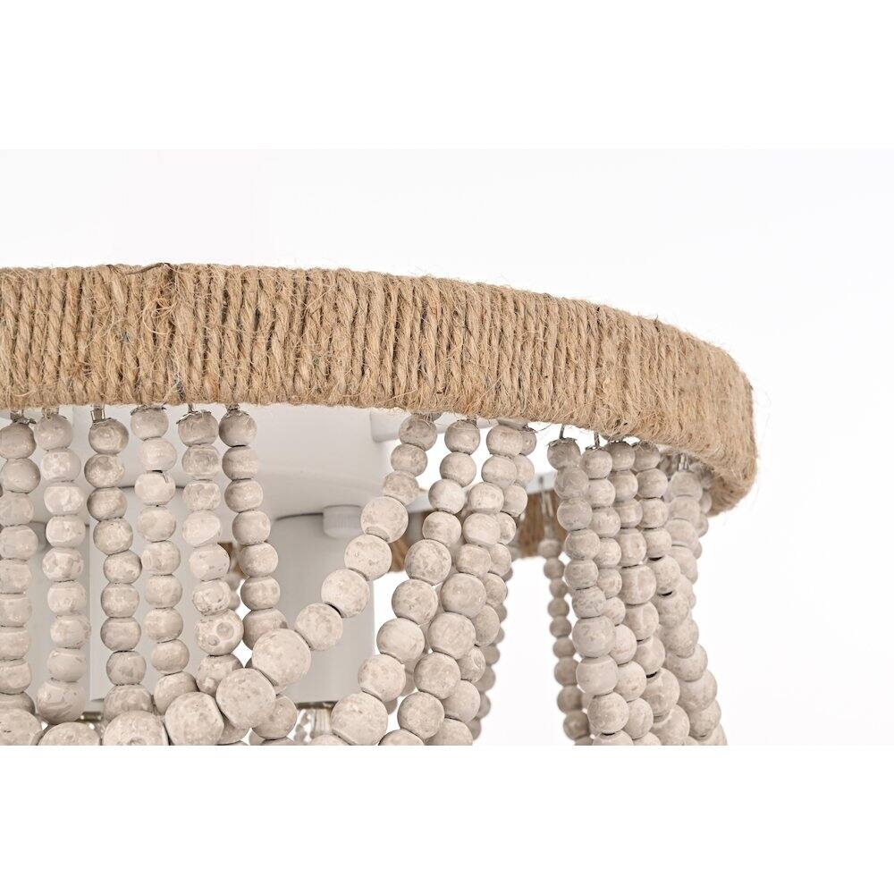 Alt View 3. Living District - Jolie 12 Inch Beaded Flush Mount Ceiling Light In Antique White - Antique White.