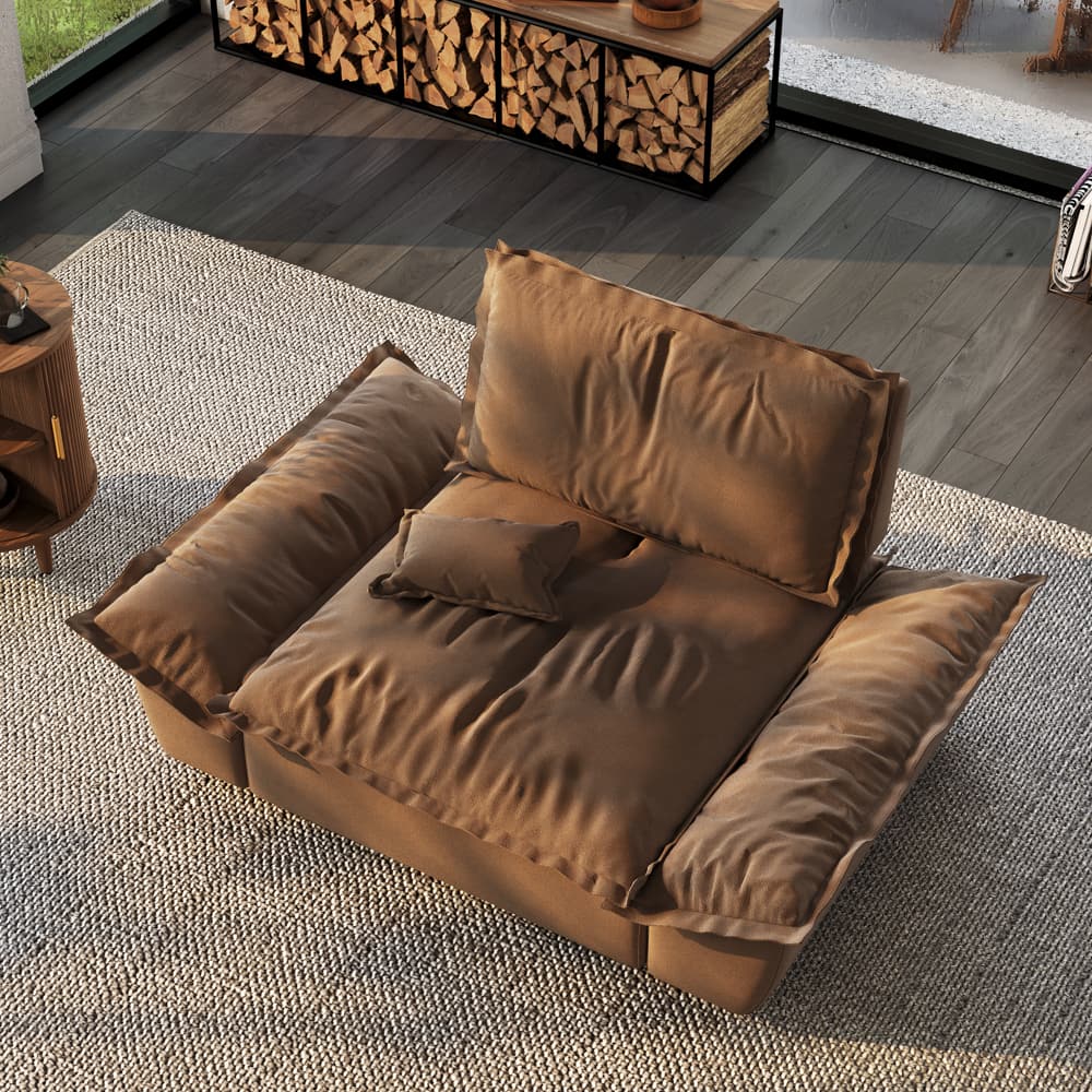 "POVISON - 63.39"" Modern Brown Pet-Friendly Single Sofa Chair with Adjustable Backrest - Brown Suede Fabric" price history on PriceWatchPro