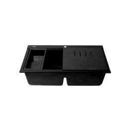 Alfi - 33" Granite Composite Workstation Step Rim Double Bowl Drop In Sink - Black