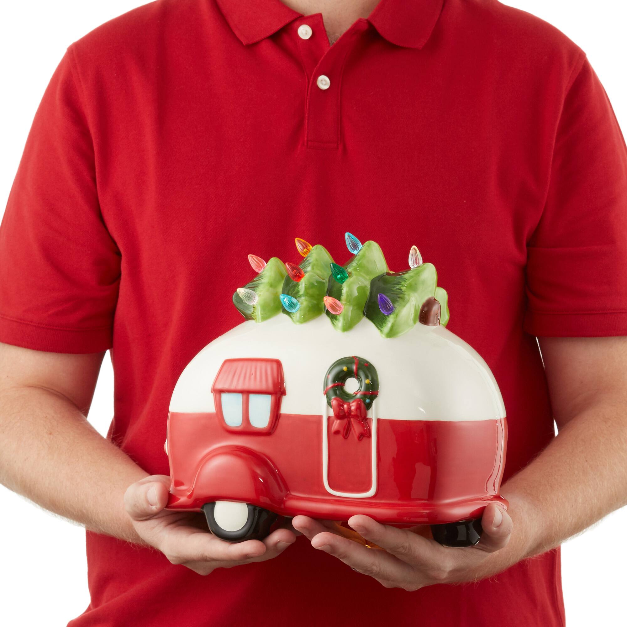 Alt View 3. Casafield - Pre-Lit Hand-Painted Ceramic Christmas Vintage Tabletop Décor - Multi.