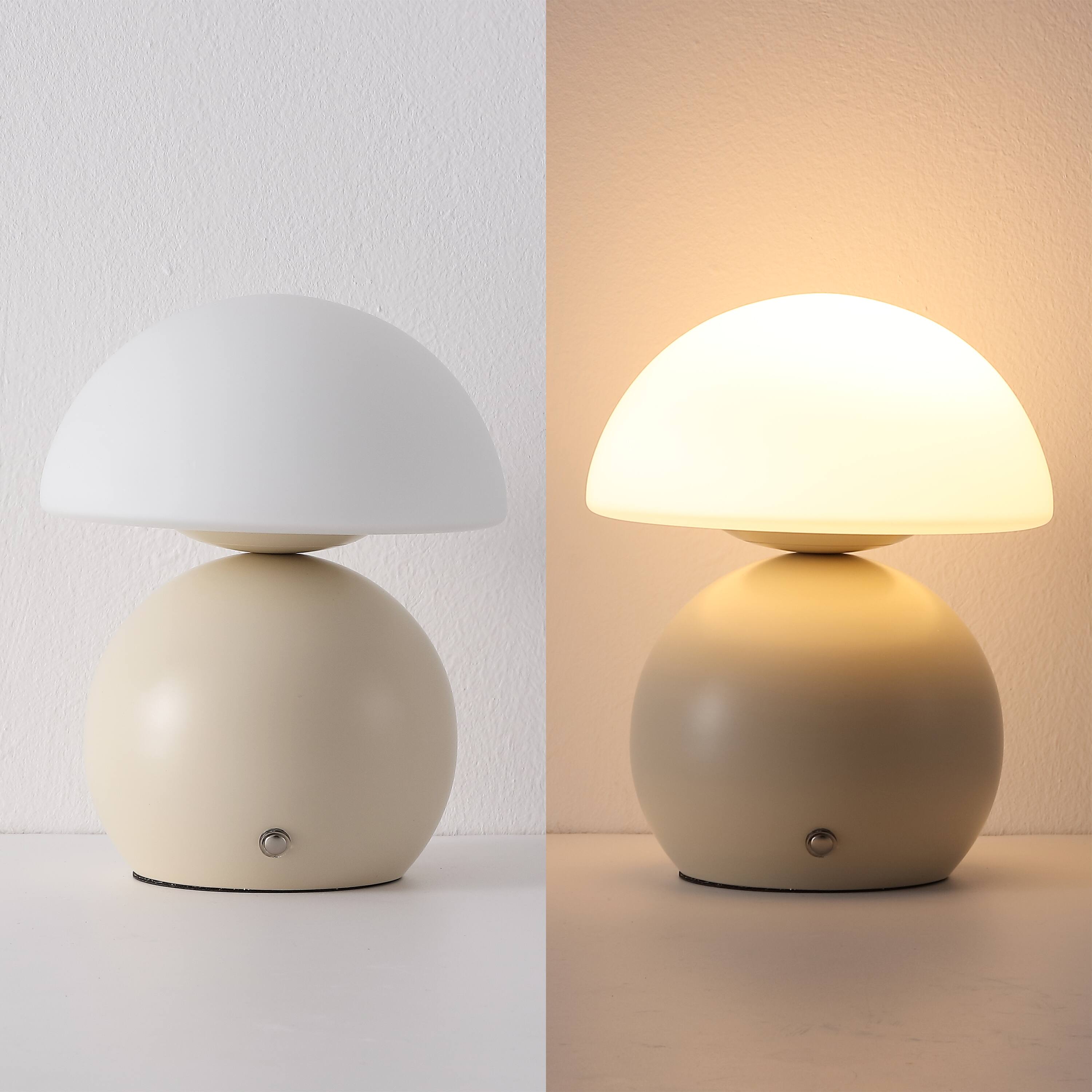 Alt View 5. Jonathan Y - Kanya 7.25" USB-C Rechargeable Table Lamp Set of 2, Almond Metal Base with White Glass Dome Shade and Touch Dimmer - Almond.