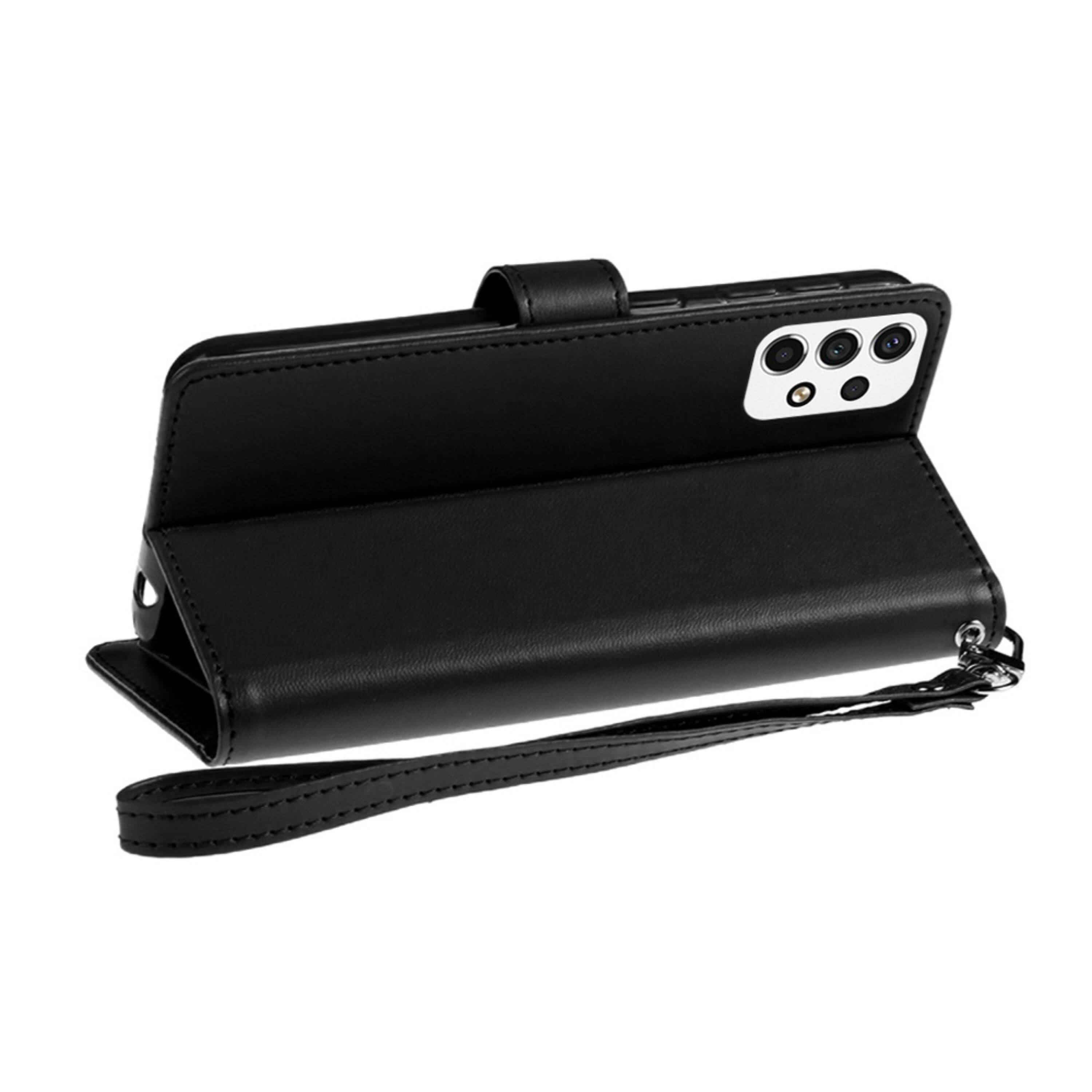 Left. Kitcheniva - PU Leather Phone Wallet With Extra Card Flap For Samsung Galaxy S24 Ultra Black - Black.
