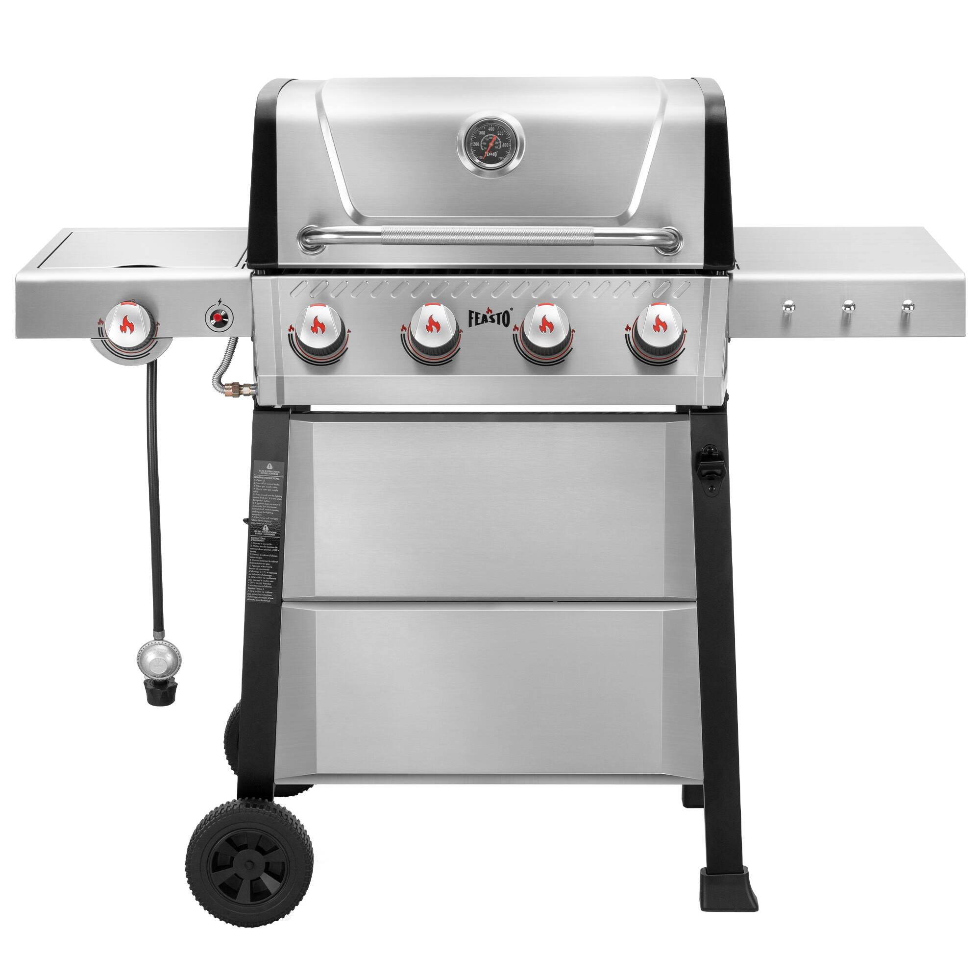 Front. FEASTO - 4-Burner Stainless Steel Propane Gas Grill - Sliver.