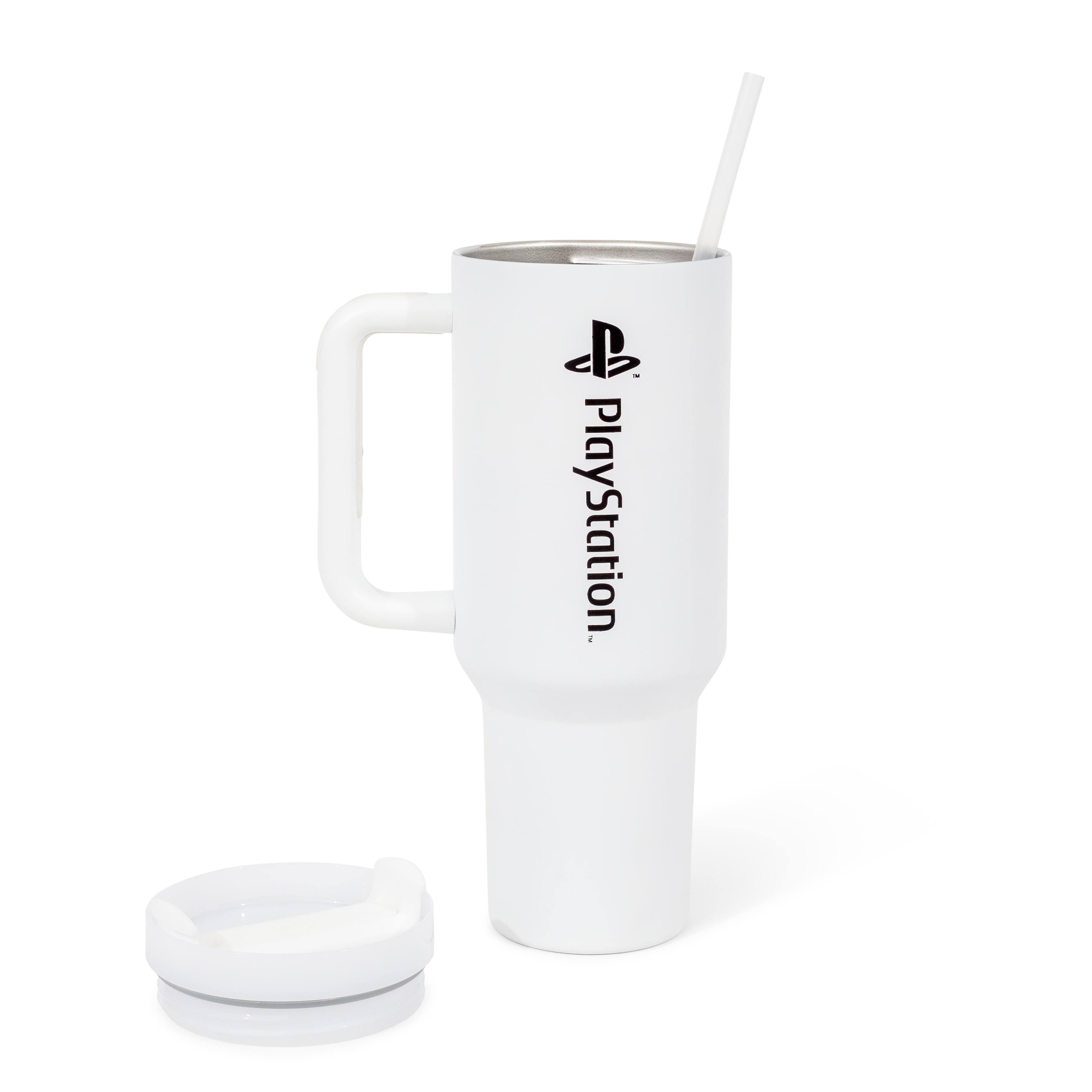 Alt View 2. Pyramid America - PlayStation Controller Icons Metal Travel Tumbler | Holds 40 Ounces - White/Black.