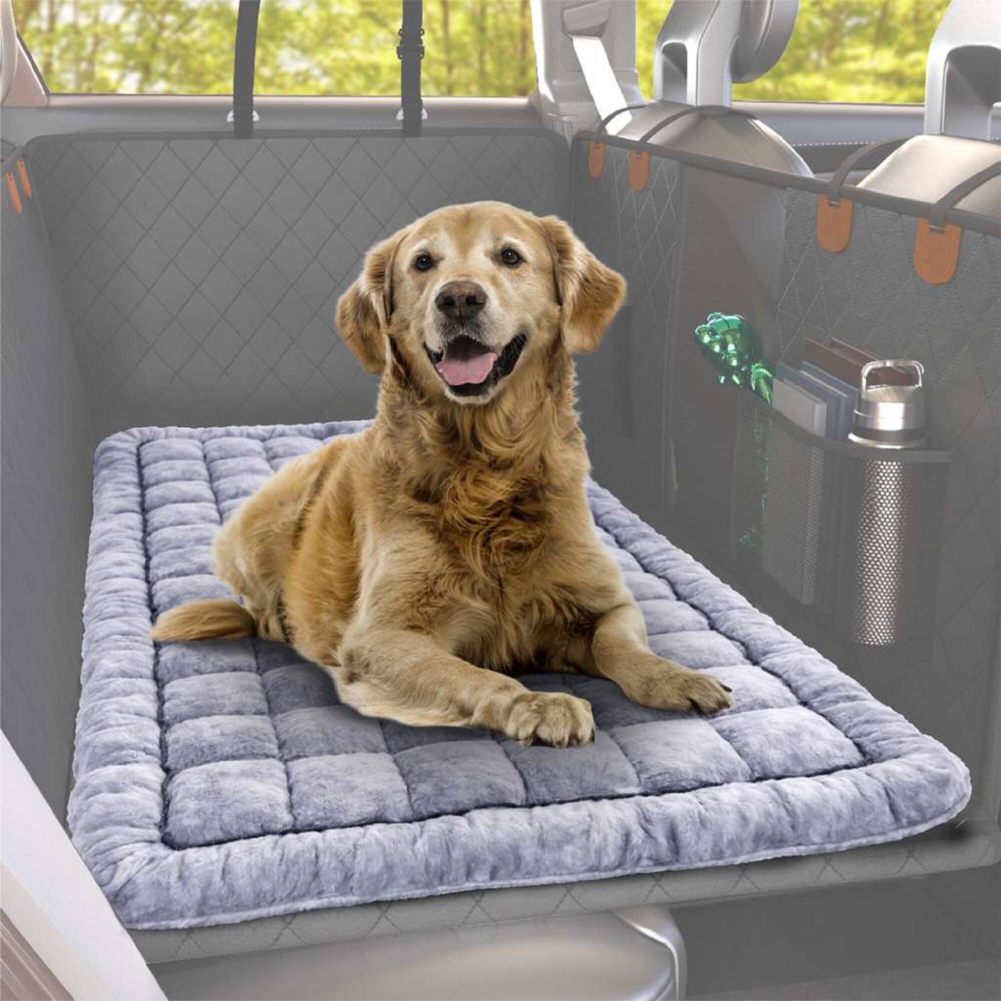 Alt View 5. Katziela - Katziela Backseat Pet Bed Mat–1.5”Thick Plush Dog Bed Topper for Car Seat Covers,SUVs & Trucks, Universal Fit(24.8”x54”) - Grey.