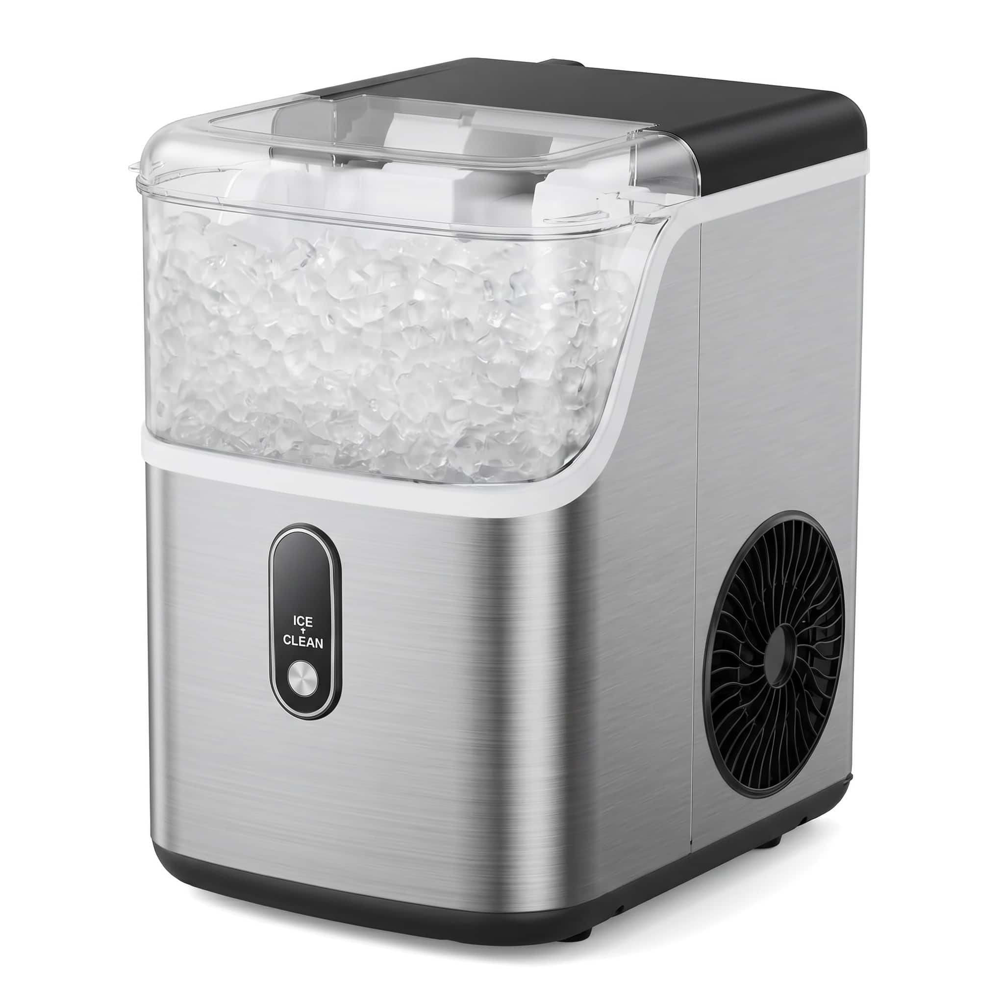 Silonn - Countertop Nugget Ice Maker, Portable Pebble Ice Machine with Self-Cleaning Function, 33 lbs Daily Ice Production - Stainless Steel