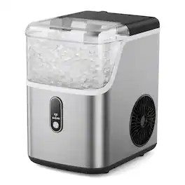 Silonn - Countertop Nugget Ice Maker, Portable Pebble Ice Machine with Self-Cleaning Function, 33 lbs Daily Ice Production - Stainless Steel