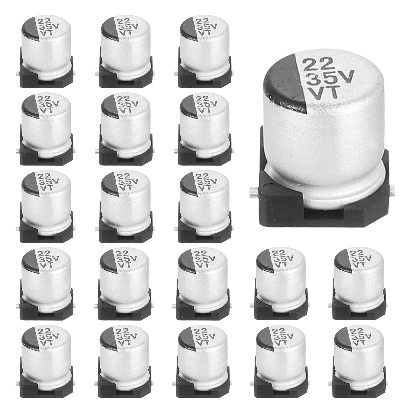 Unique Bargains - 22uF 35V SMD Aluminum Electrolytic Capacitor, Low Impedance, 5x5.4mm, 20pcs, for TV/Computer/DIY - Silver price history on PriceWatchPro