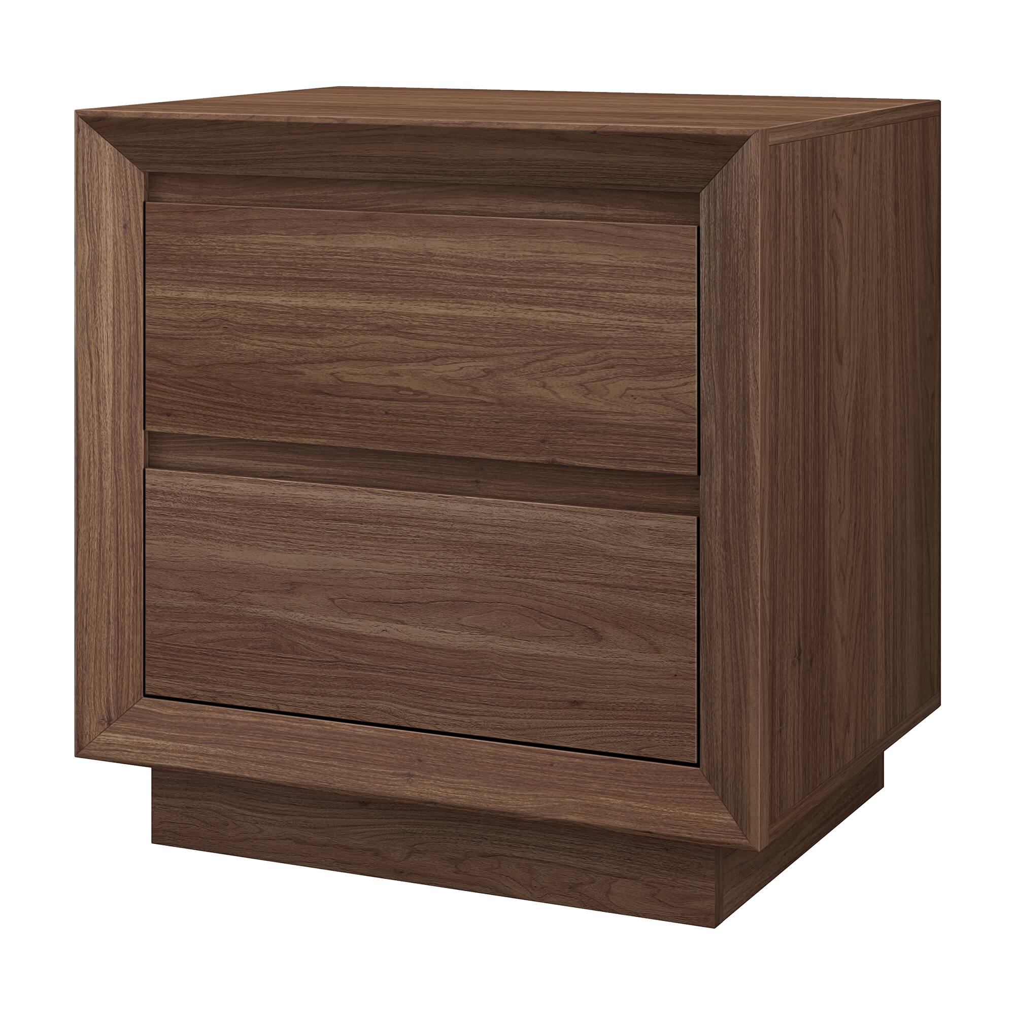 Left. Hudson&Canal - Emmett 24" Wide Rectangular Nightstand in Satin Walnut - Brown.