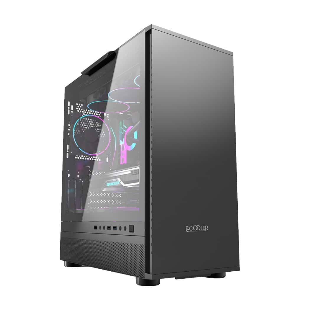 PCCOOLER - MASTER IE200S MESH BK EATX Tempered Glass Mesh Gaming Computer Case - Black