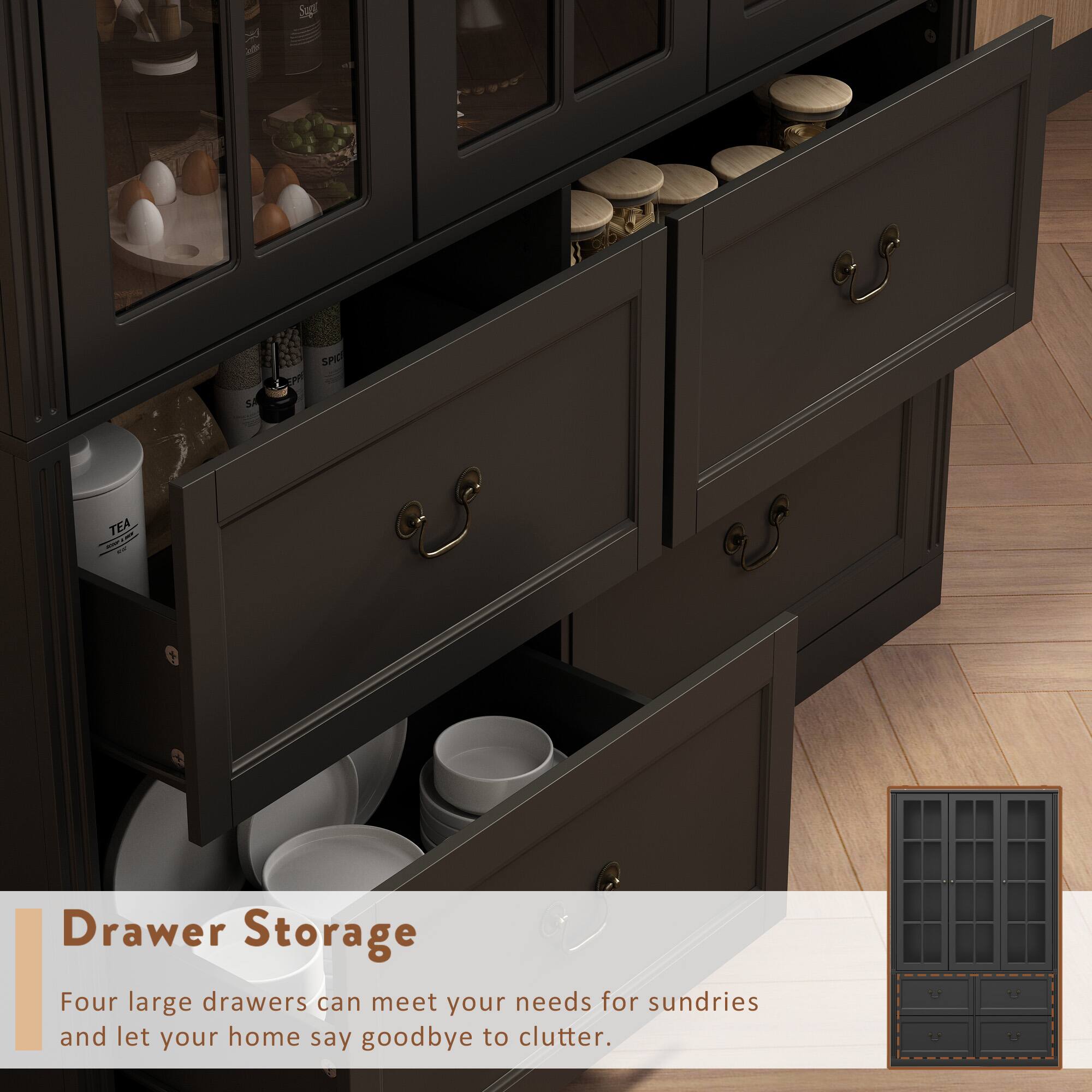 Drawer Storage
Four large drawers can meet your needs for sundries and let your home say goodbye to clutter.