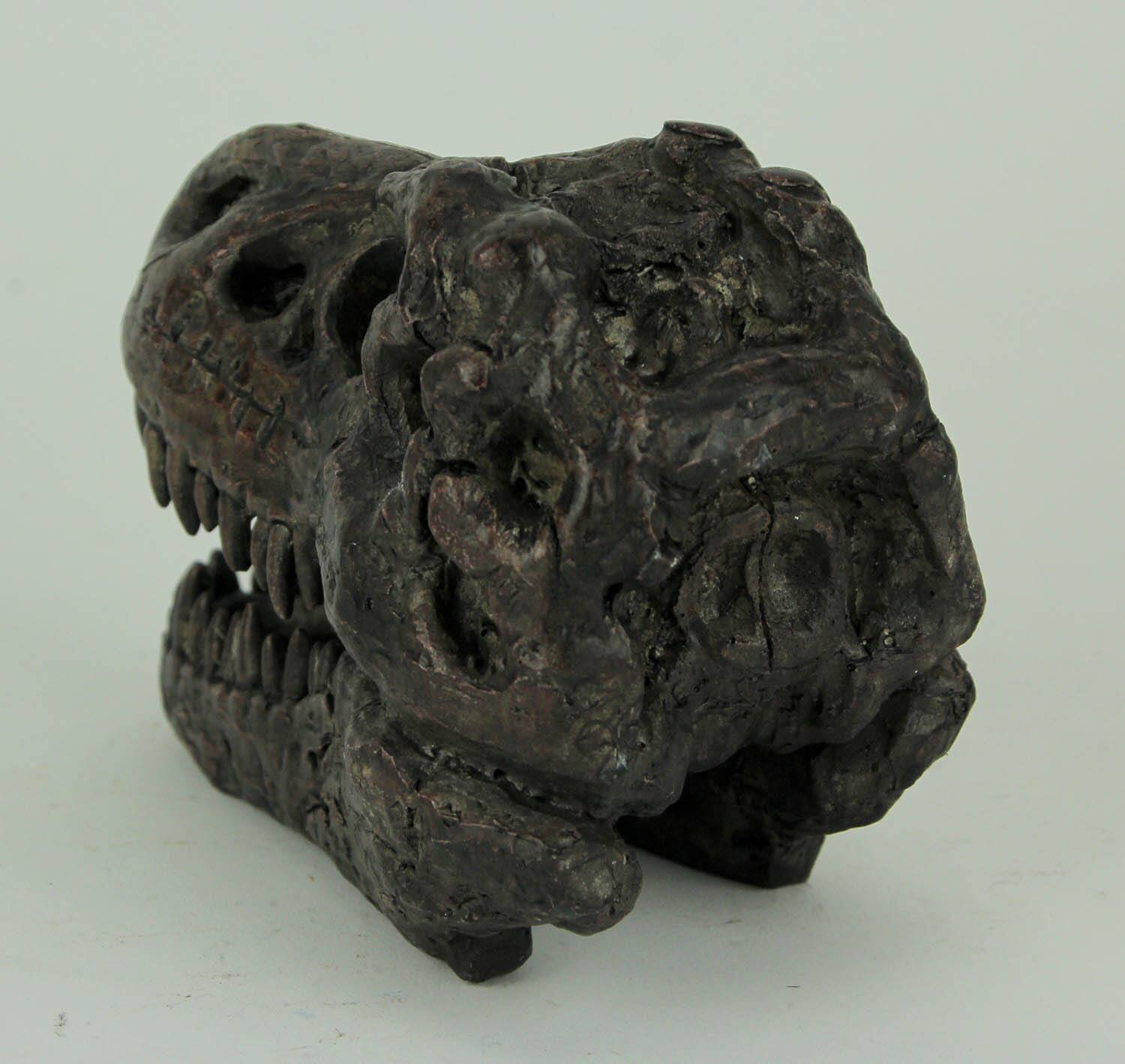 Alt View 2. Zeckos - Tyrannosaurus Rex Dinosaur Skull Fossil Statue Small - Brown.