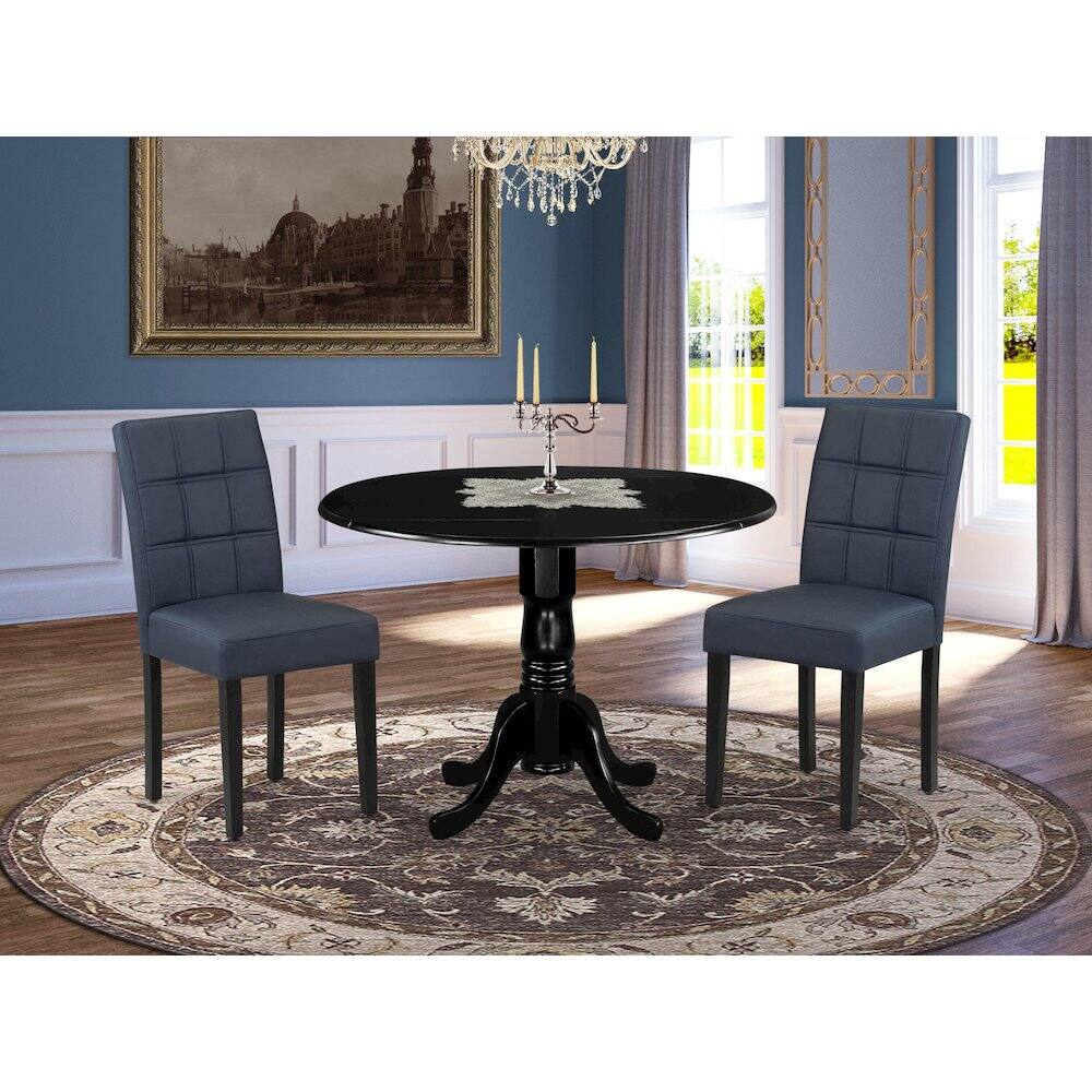 Alt View 9. East West Furniture - 3 Piece Dining Table Set consists A Wood Table - Black.