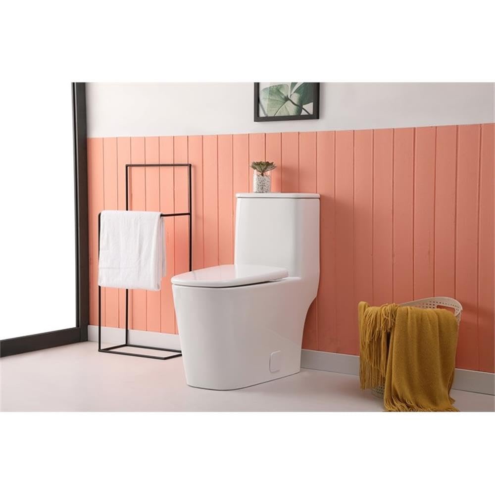 Angle. Elegant Kitchen and Bath - Winslet One-piece floor Square Toilet 27x14x31 in White - White.