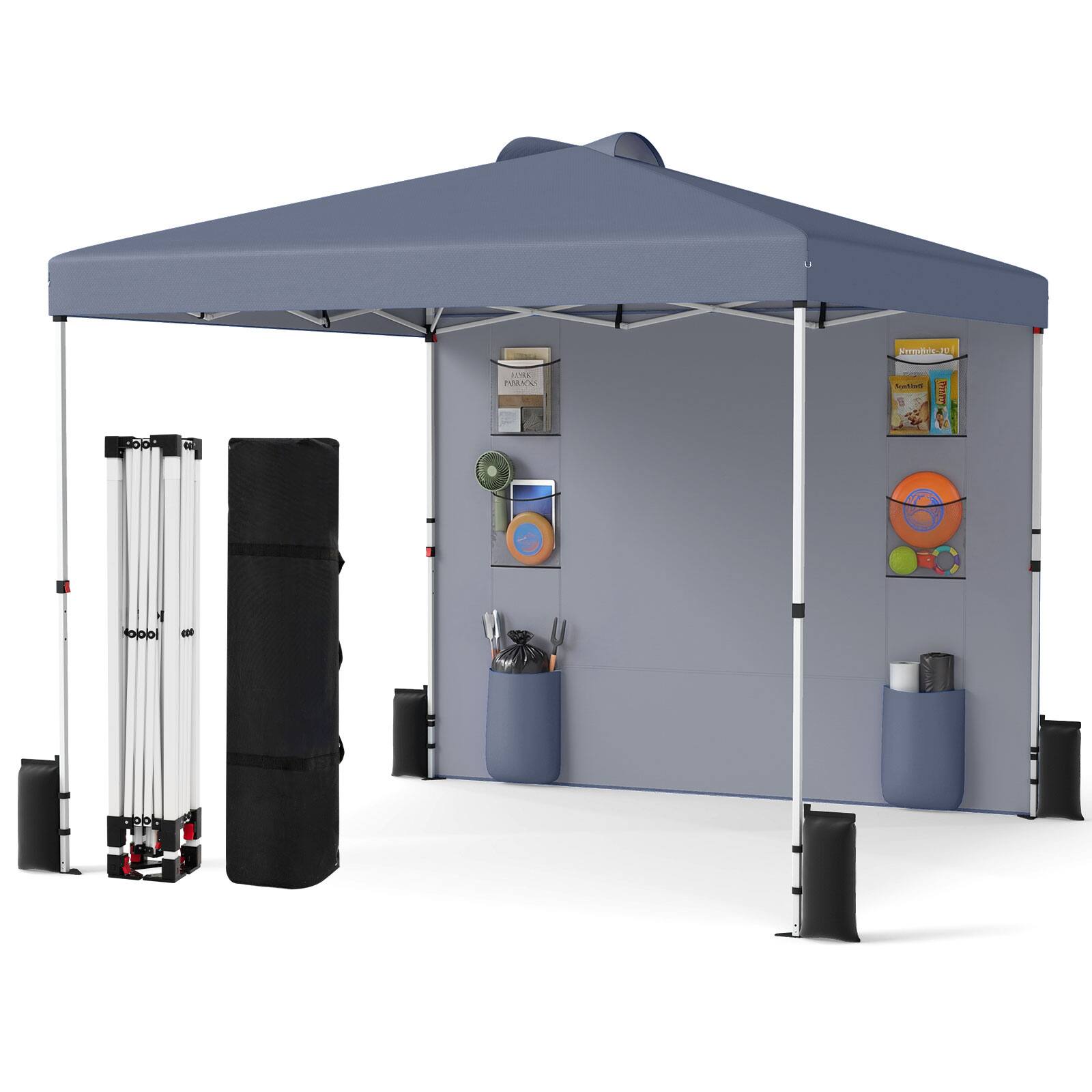 Costway - Pop up Canopy Tent with Sidewall, 6 Pockets, Instant Setup Commercial Gazebo - Gray price history on PriceWatchPro