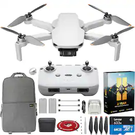 DJI - Mini 4K Drone Combo (62min) with Case & Extra Battery + 2-Year Extended Warranty Accessory Bundle