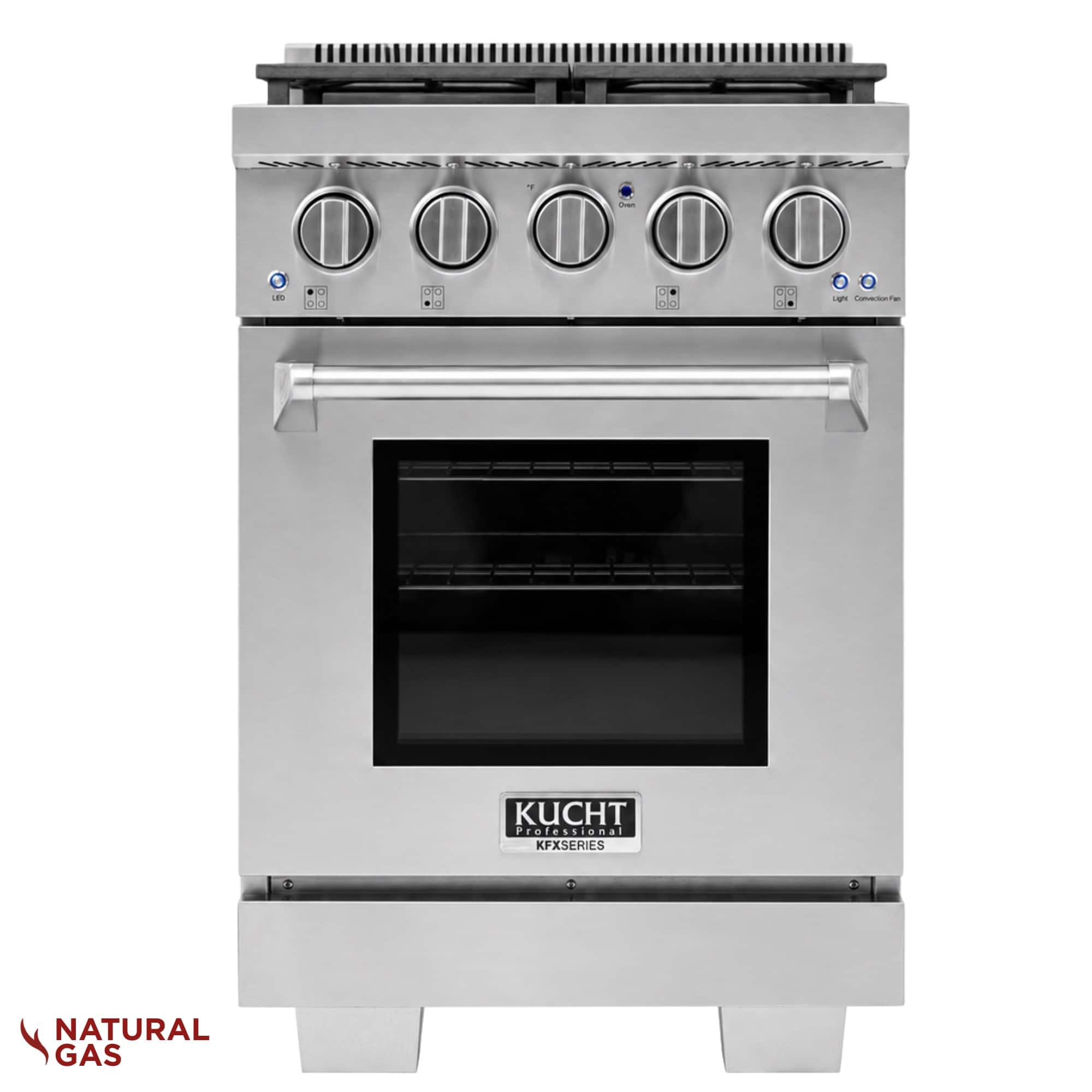 Kucht - Professional 24 in. 3.2 cu. ft. Natural Gas Range and Convection Oven in Stainless Steel with True Simmer Burners - Stainless Steel