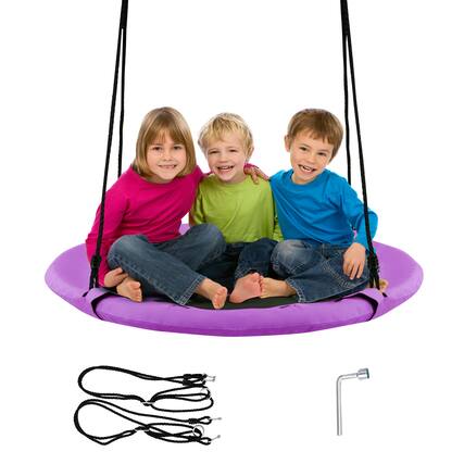 Front. Costway - Costway 40" Flying Saucer Tree Swing Indoor Outdoor Play Set Swing for Kids - Purple.
