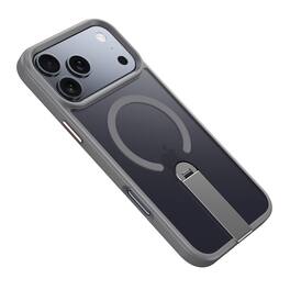 Dteck - for Apple iPhone 18 Pro Magnetic Case,Support Wireless Charging,Slim PC TPU Back Cover with 360 Rotating Kickstand - Gray