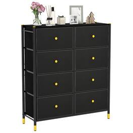 Costway - 8-Drawer Fabric Dresser Tower Wide Chest of Drawers Storage Organizer Bedroom - Black