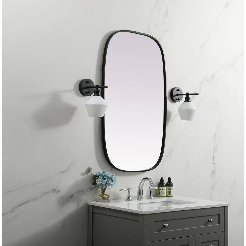 Alt View 6. Elegant Decor - Metal Frame Oval Mirror 24x40 Inch in Black - Black.