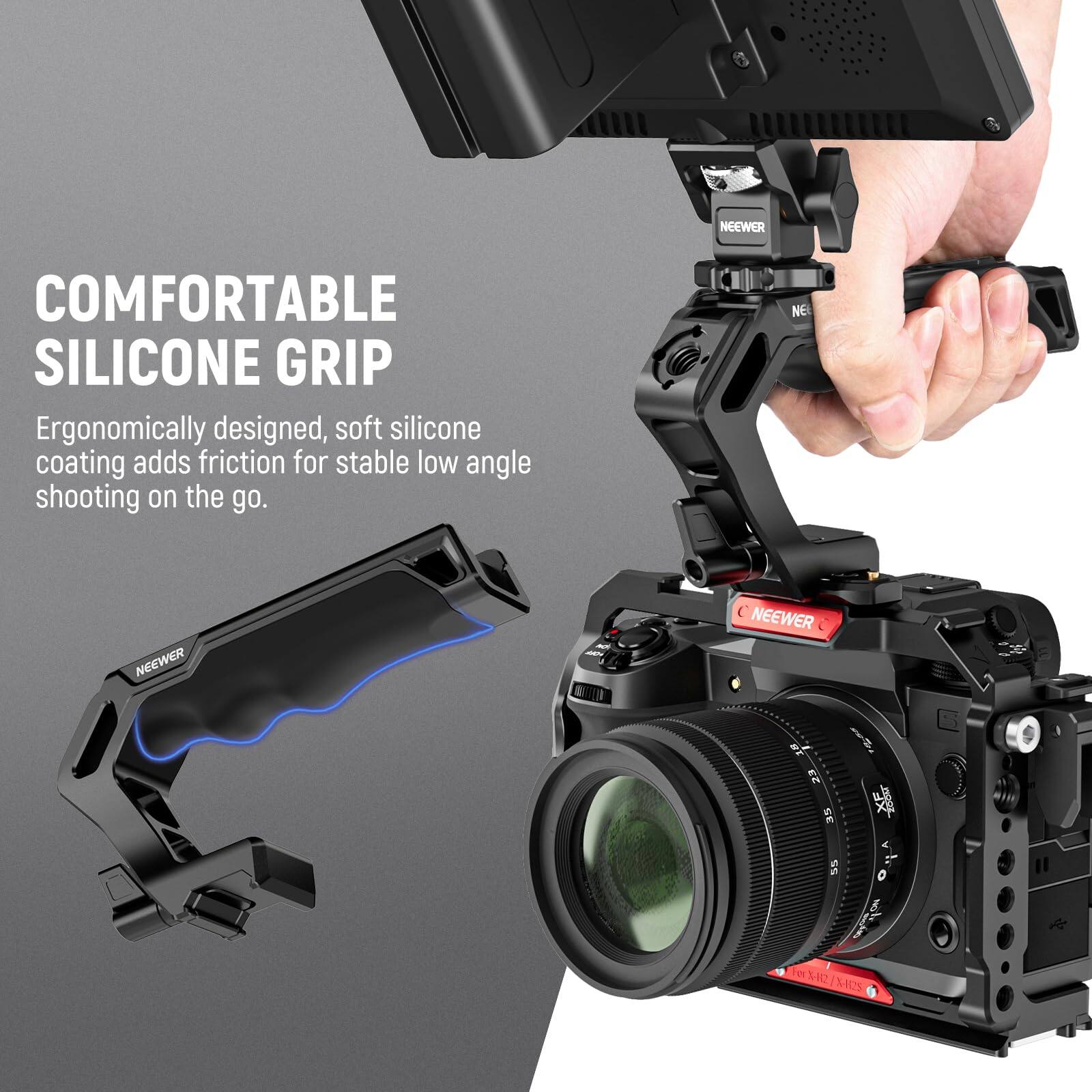 COMFORTABLE SILICONE GRIP

Ergonomically designed, soft silicone coating adds friction for stable low angle shooting on the go.