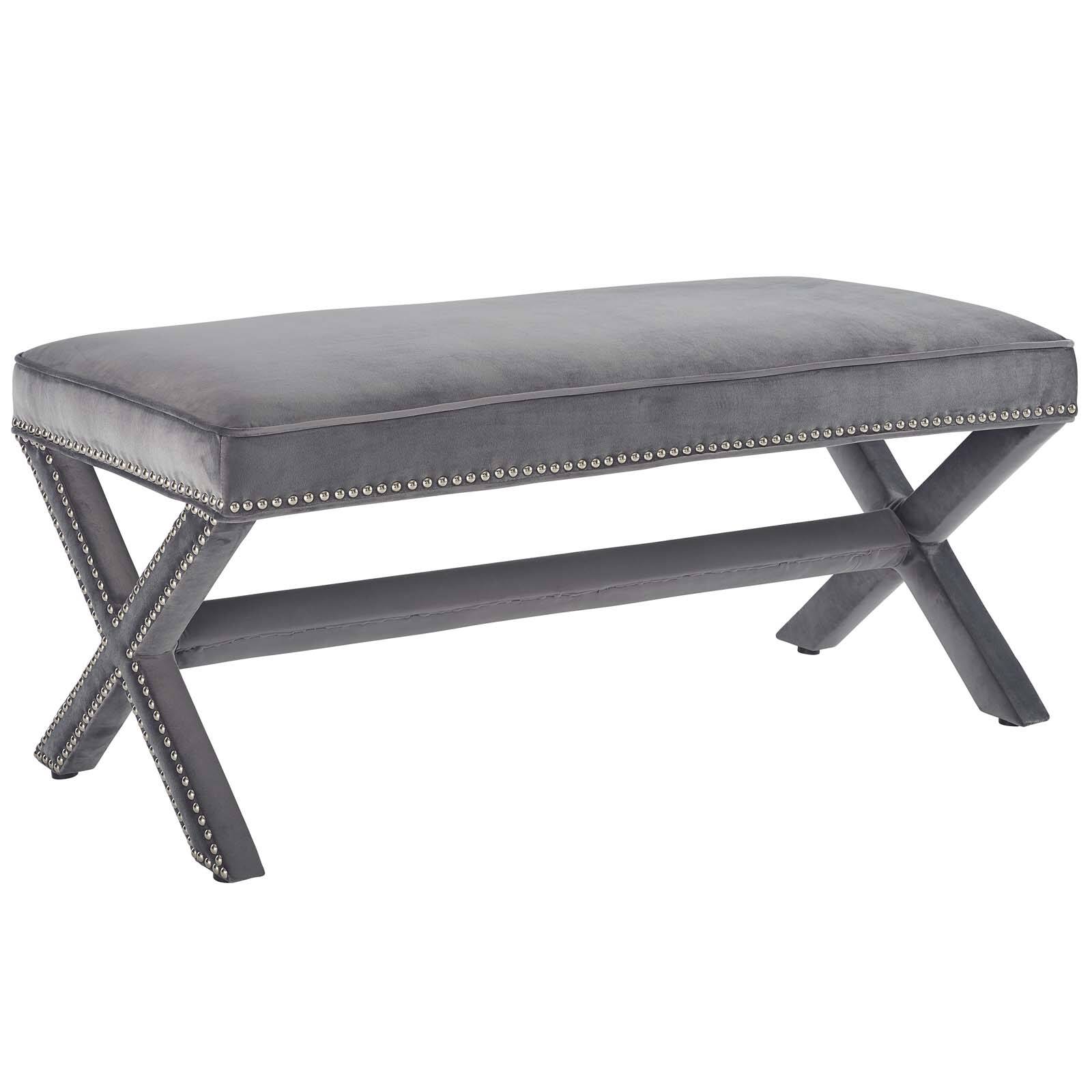 Angle. Modway - Rivet Performance Velvet Bench by Modway - Gray.
