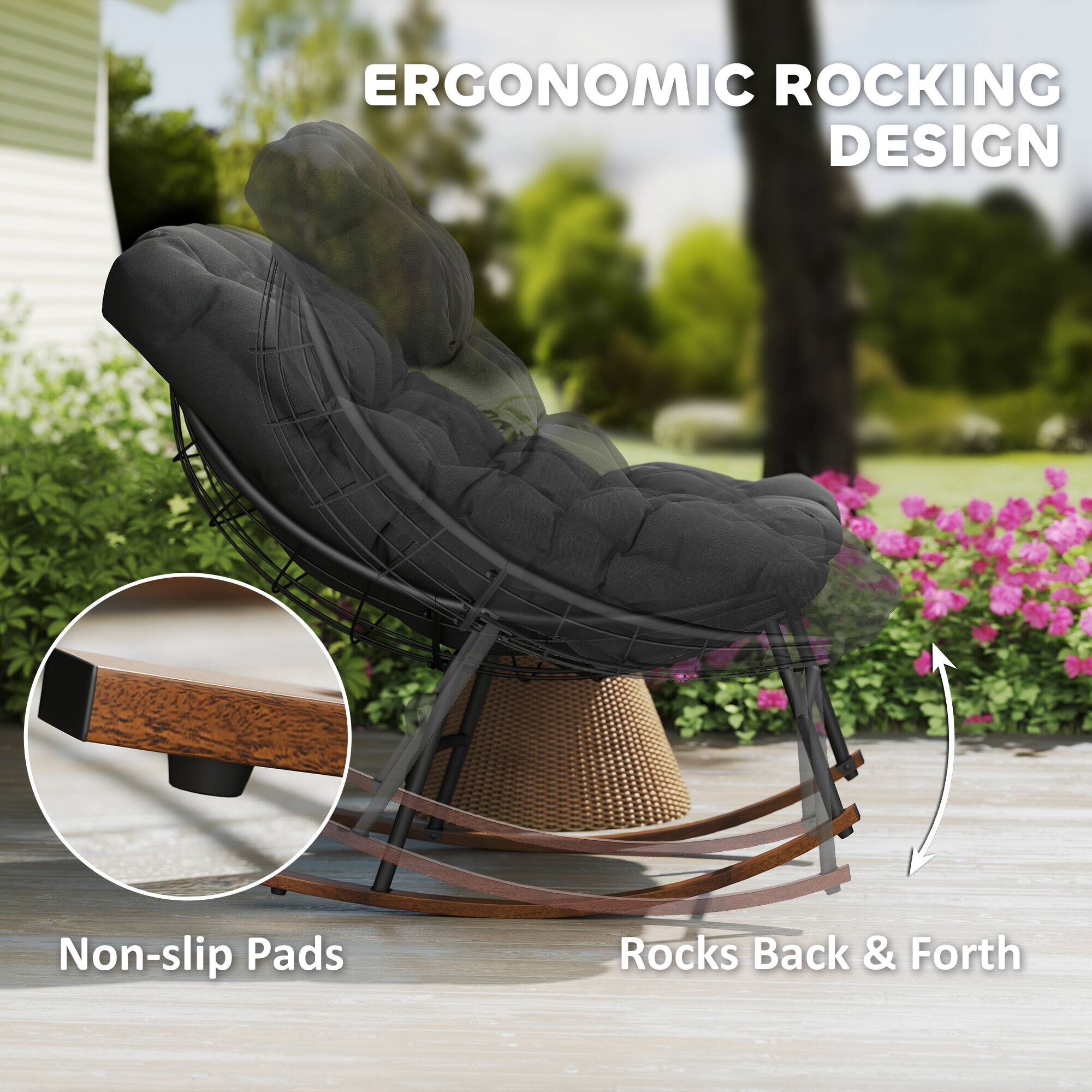 ERGONOMIC ROCKING DESIGN, Non-slip Pads, Rocks Back & Forth