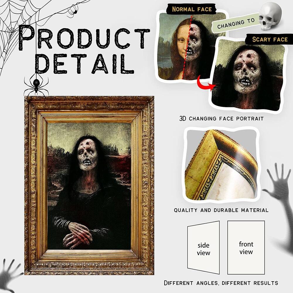 RTMB - 6-Pack 3D Changing Face Halloween Portraits, Moving Scary Frames for Party Decor - Chic