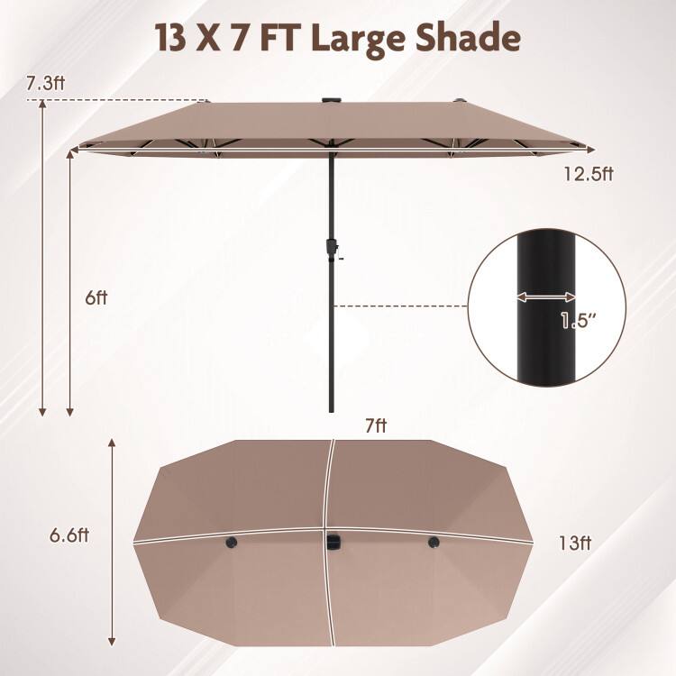13 X 7 FT Large Shade

7.3ft
12.5ft
6ft
1.5"
7ft
6.6ft
13ft