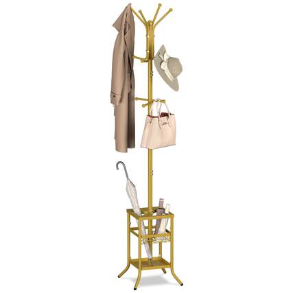 Front. Stylel Star - Yoobure Coat Rack Freestanding - Coat Tree with Umbrella Holder - Gold.