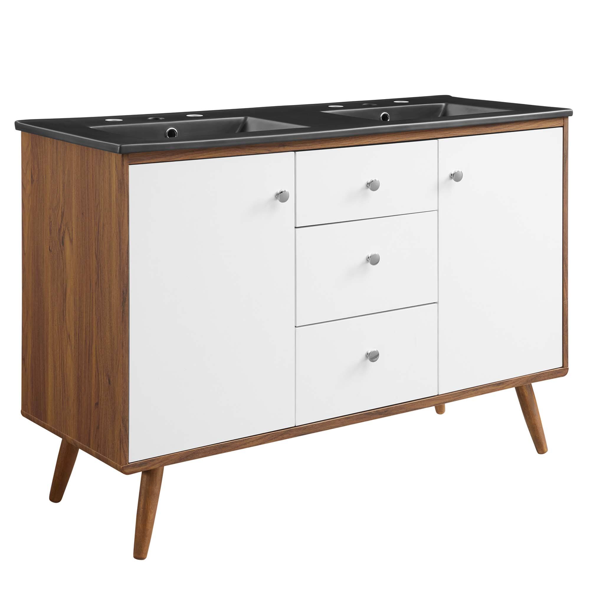 Angle. Modway - Transmit Bathroom Vanity Basin Included - Walnut Black.