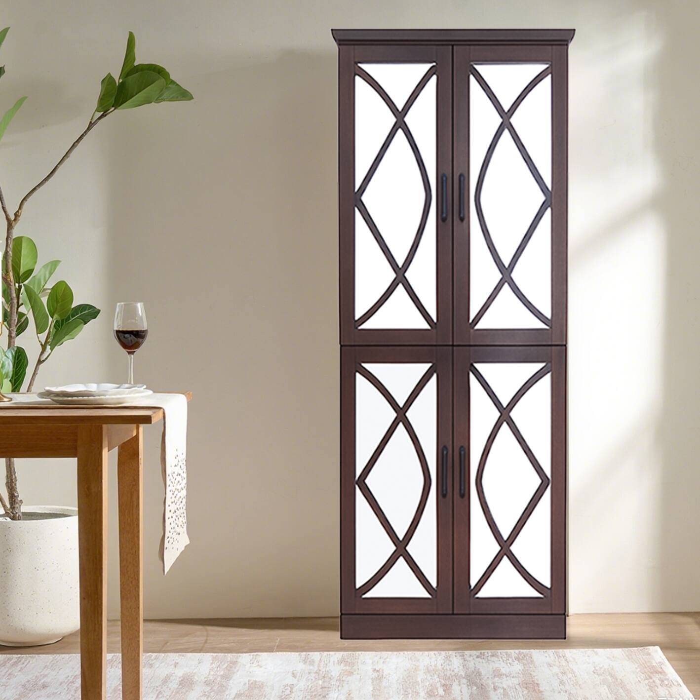 Front. TinyHomie - 68-Inch Tall Shoe Cabinet with Doors 8-Tier Shoe Storage Cabinet with Adjustable Shelves Modern Shoe Organizer - Walnut Brown.