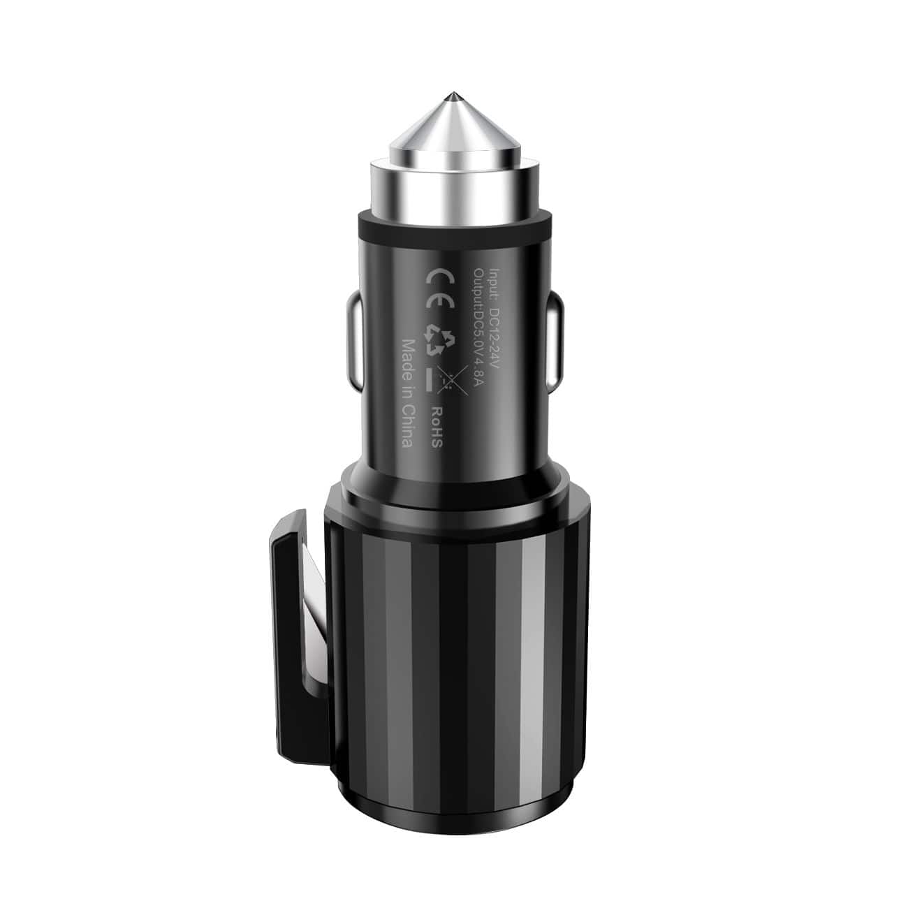 Reiko - Quick Car Charger, 4.8A Dual USB Fast car charger with Life Guard Charge Technology In Gray - Gray