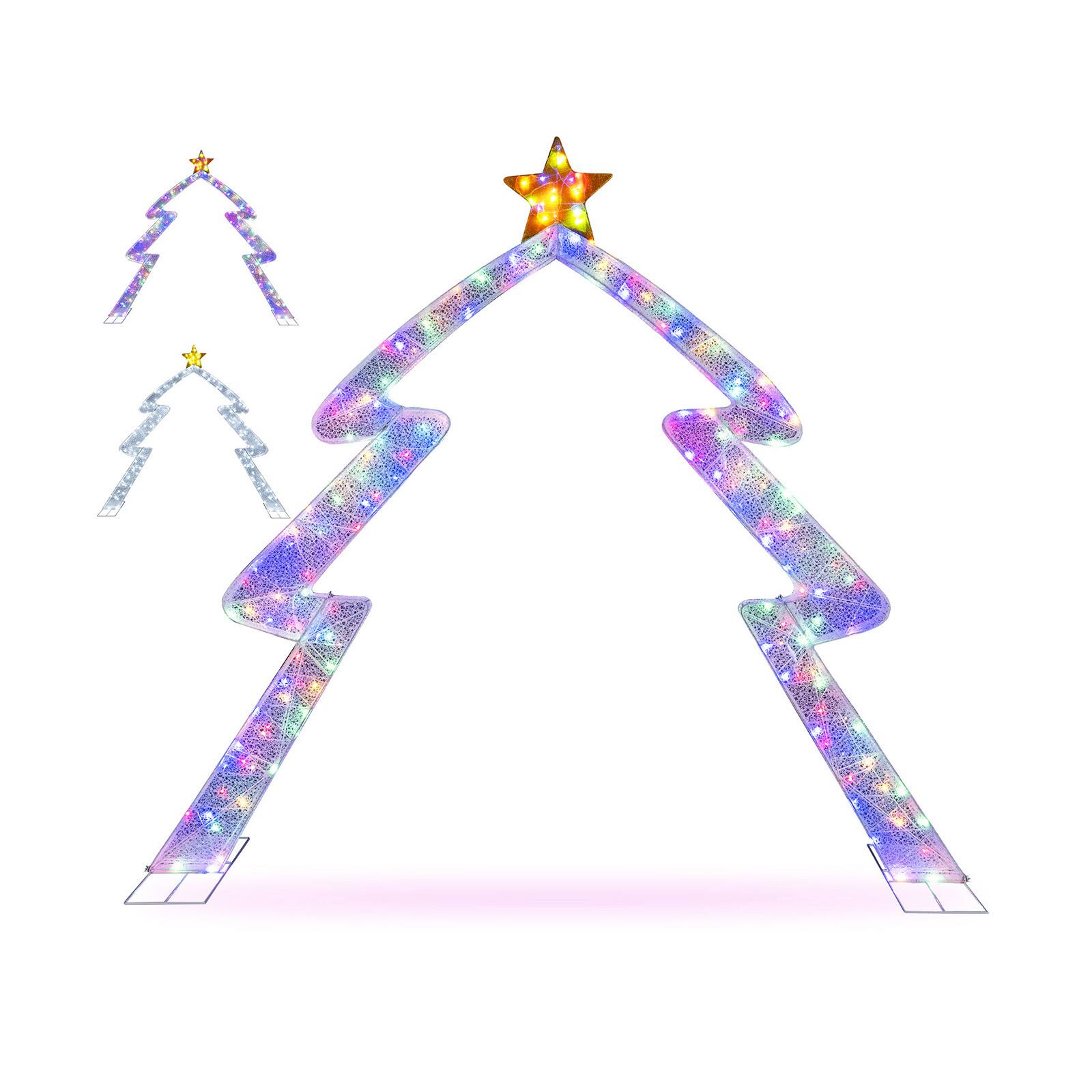 Alt View 4. Gymax - Gymax 8.8 FT Christmas Tree-shaped Archway w/Top Star Adjustable LED LightsZip Ties  Outdoor - White.