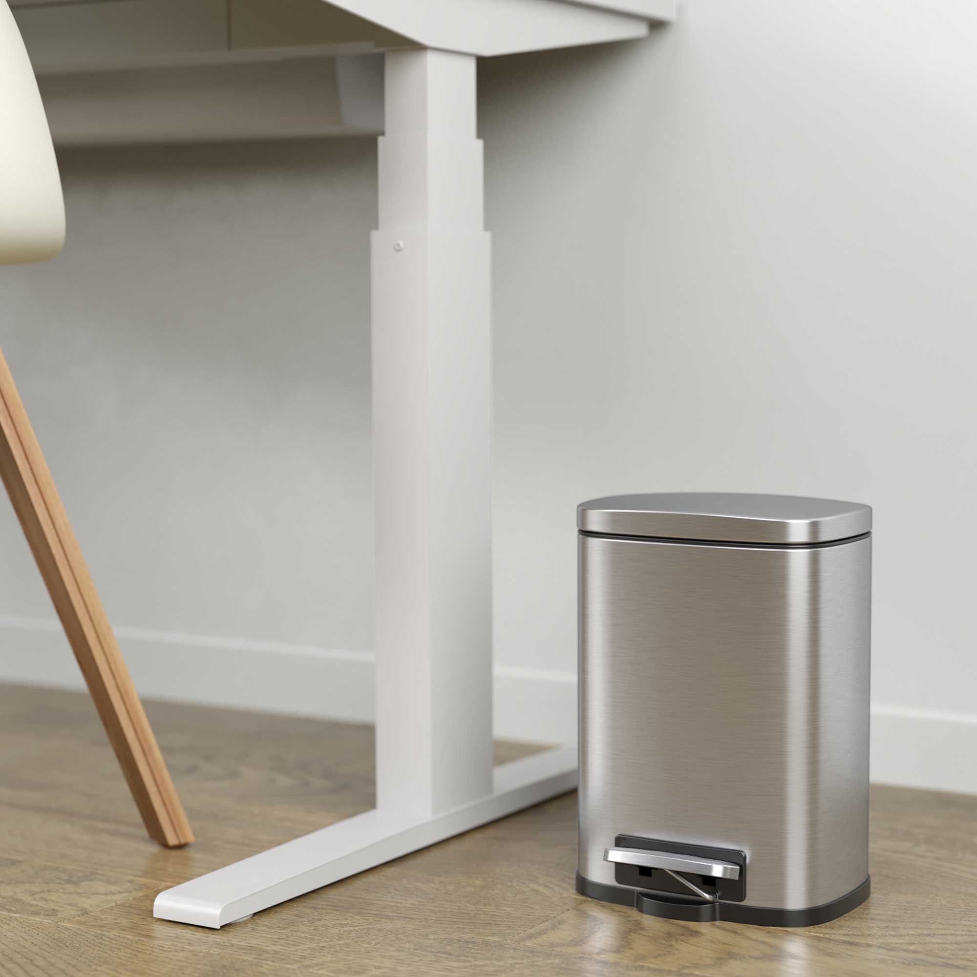 Back. iTouchless - 1.32 Gallon SoftStep Stainless Steel Step Bathroom Trash Can with AbsorbX Odor Filter - Silver.