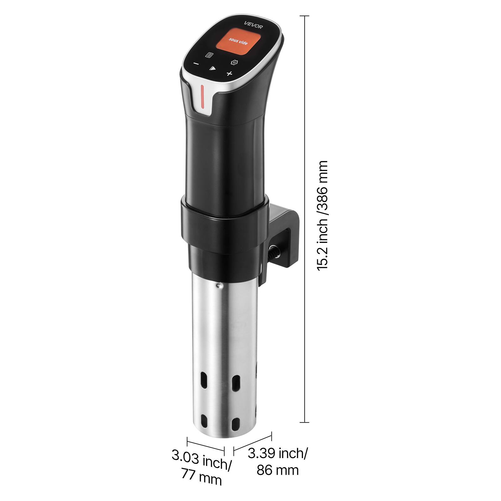 VEVOR sous vide

15.2 inch / 386 mm

3.03 inch / 77 mm

3.39 inch / 86 mm