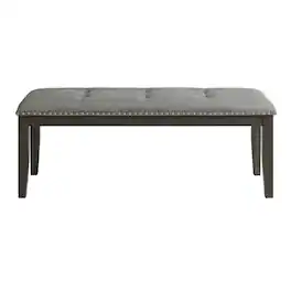 Elements - Everdeen Transitional Upholstered Dining Bench with Button Tufting and Nailheads - Charcoal