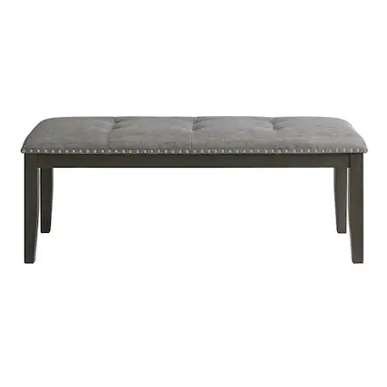 Front. Elements - Everdeen Transitional Upholstered Dining Bench with Button Tufting and Nailheads - Charcoal.