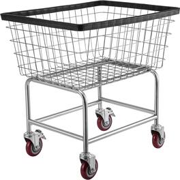 LOVMOR - 2.5 Bushel Commercial Laundry Basket Cart with Wheels, 21 x 27 x 27.5 in - Natural